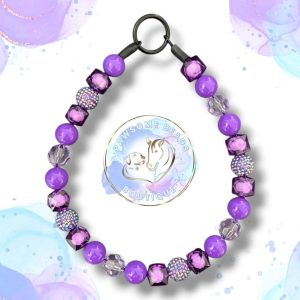 Beaded dog dog from Pawsome Beads Boutique made with round acrylic beads in bluebell colours