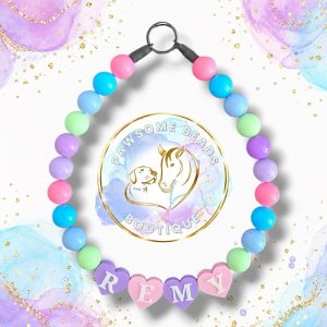 For the Love of Bullies Beaded Dog Collar | Necklace (with optional Heart Shaped Letter Bead personalisation)