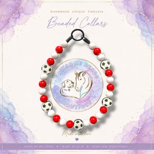 England World Cup 2026 inspired beaded dog collar featuring nation colours and silione football feature beads