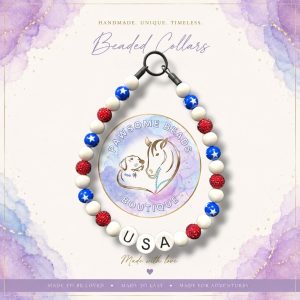 USA World Cup 2026 inspired beaded dog collar featuring nation colours and large USA letter beads