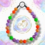 Witches' Brew Halloween beaded dog collar with orange, green and purple beads