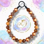 Autumn Bears Rayn beaded dog collar with amber, copper and orange beads and caramel-brown teddy bear focal beads.
