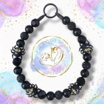 Creepy Crawlies black Halloween beaded dog collar with spider feature beads and sparkling black beads