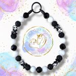 Jack Skeleton black and white Halloween beaded dog collar with skeleton feature beads and sparkling black crystal-style beads